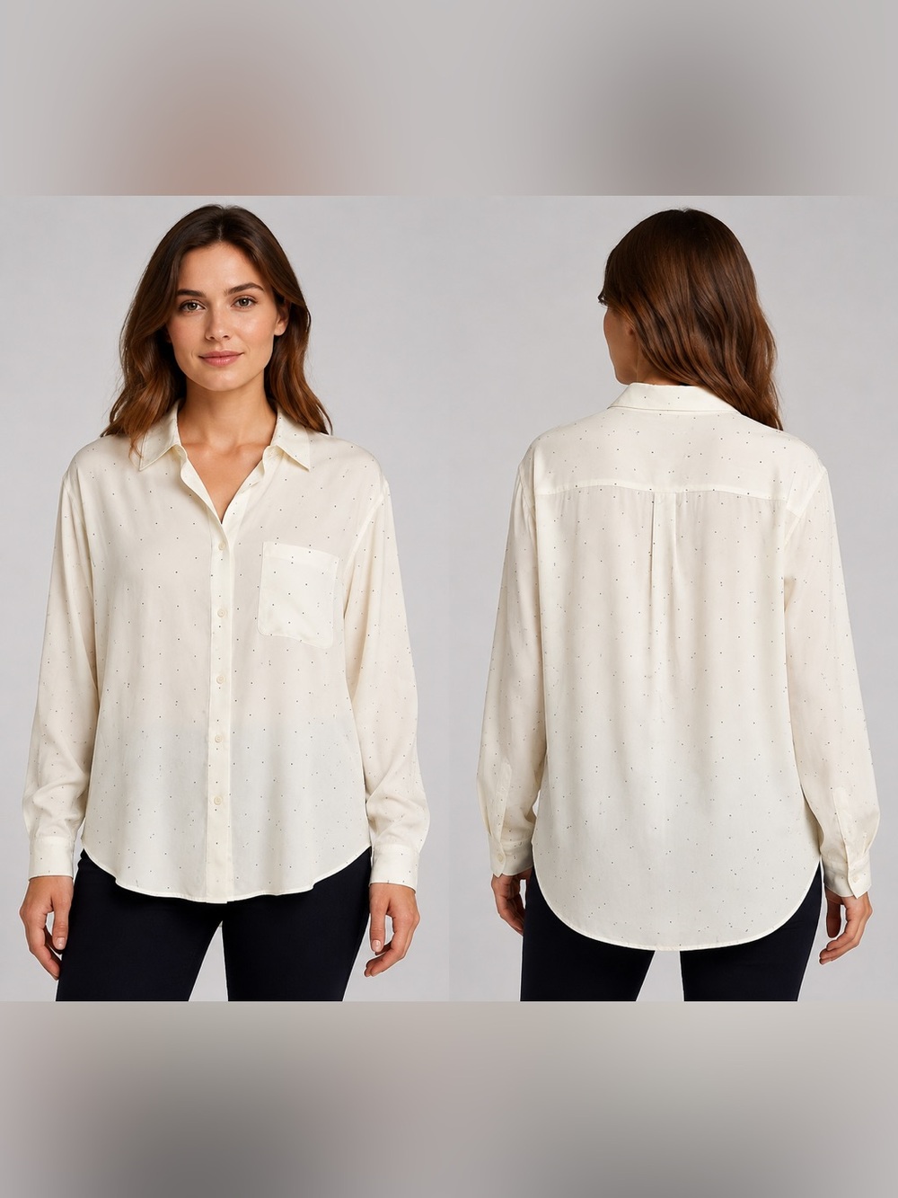 Sandro Women’s Ivory Speckled Button-Down Shirt Size XL